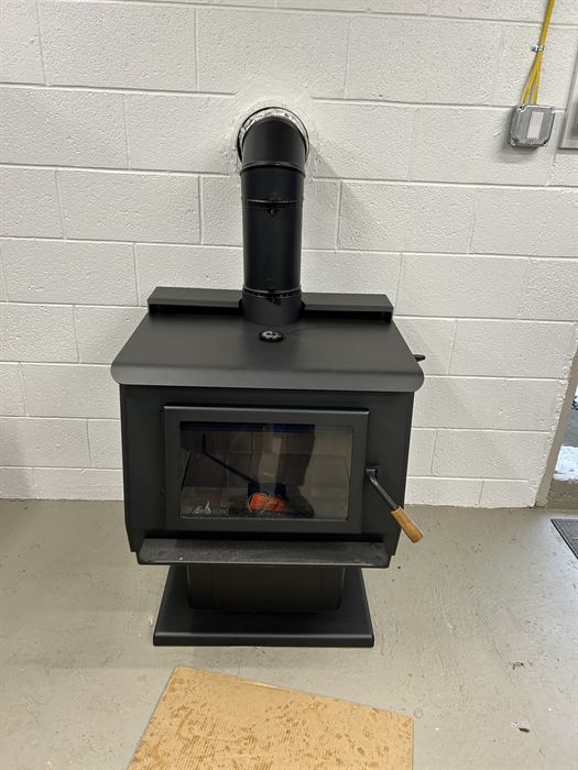 Blaze King freestanding wood stove installed by Hughes