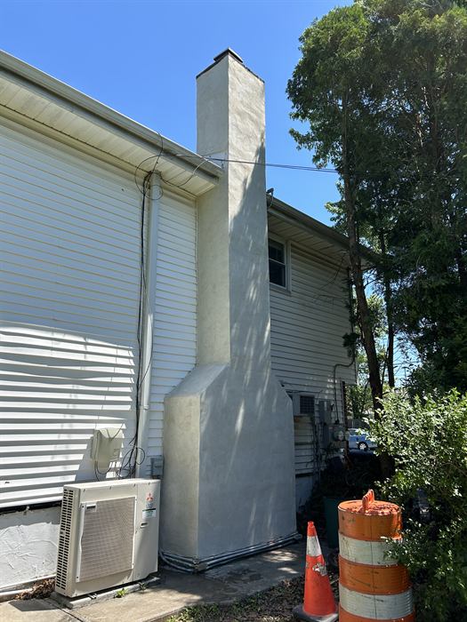 Finished stucco chimney