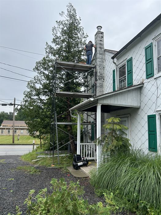 Chimney stucco restoration